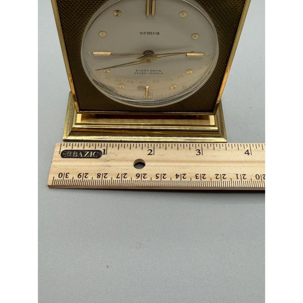 Vintage Semca 8Day Alarm Clock Swiss Mechanical Wind Mid Century Desk Clock№1122